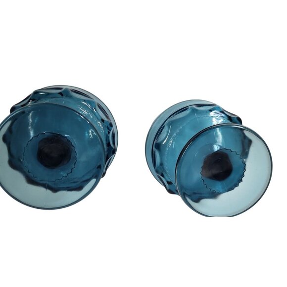 Tiffin Glass teal blue Kings Crown, Thumbprint pattern Vintage Blue  Dessert Dis - Picture 9 of 16